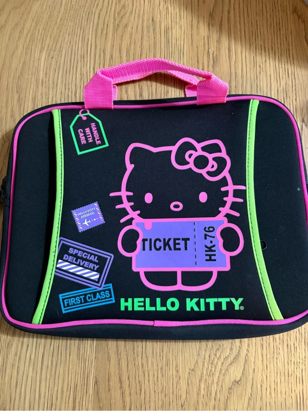 Hello Kitty Black Pink Green Neoprene Tablet Sleeve